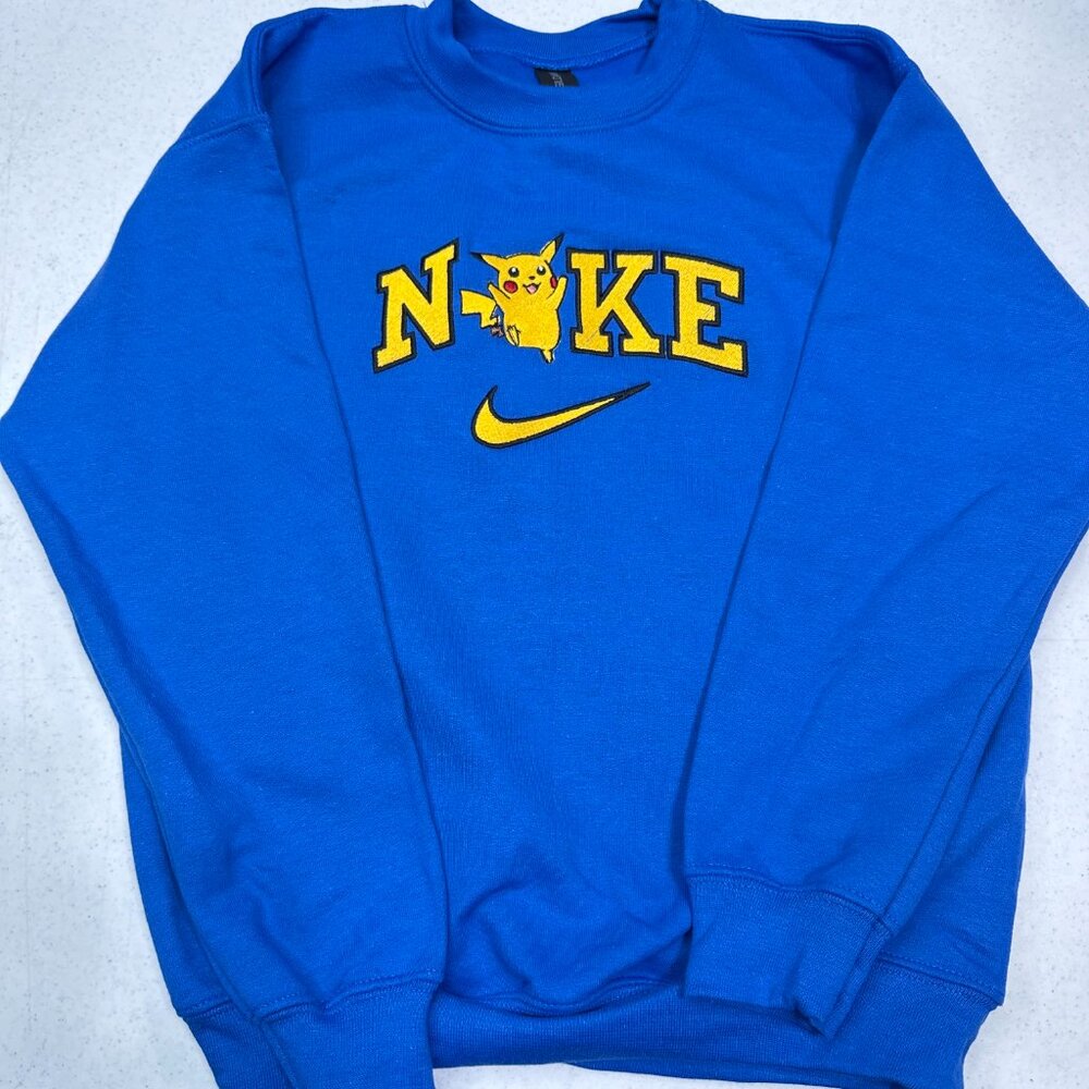 Nike Pokemon Pikachu Embroidered YOUTH Sweatshirt Kids Boy Girl Unisex Crewneck